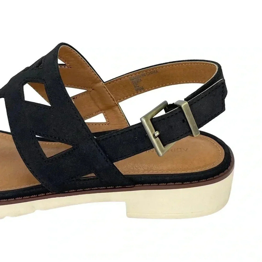 Adrienne Vittadini Seka Black Faux Leather Slingback Womens Sandals Size 9.5M - Picture 7 of 11